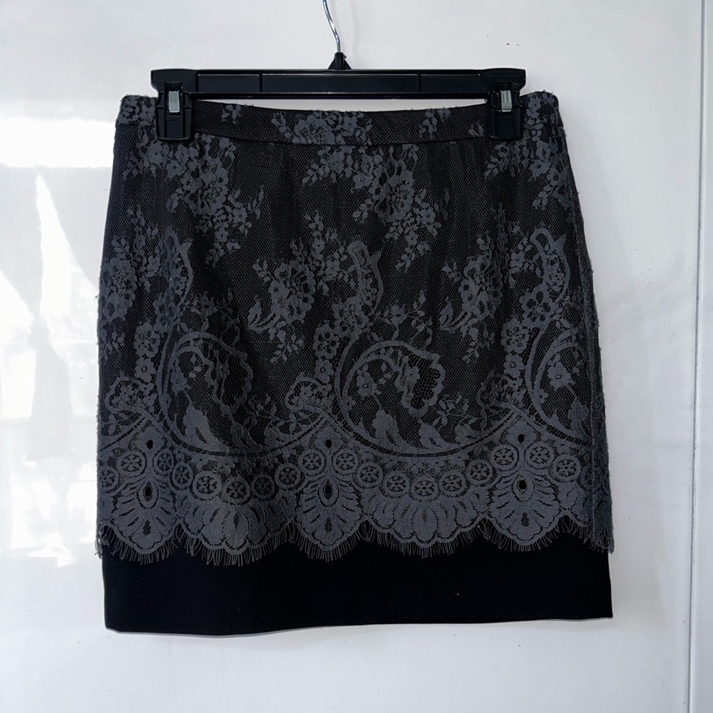 IROO Elegant Black and Gray Floral Pencil Skirt